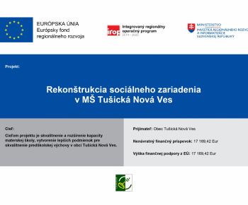 Projekty / Rekonštrukcia sociálneho zariadenia v MŠ Tušická Nová Ves - foto