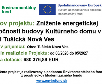 Projekty / Zníženie energetickej náročnosti budovy Kultúrneho domu v obci Tušická Nová Ves - foto