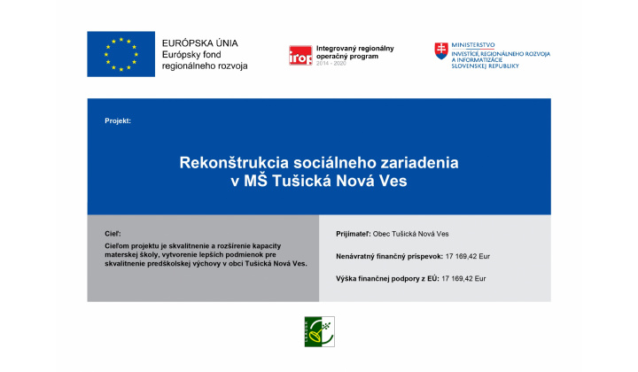 Rekonštrukcia sociálneho zariadenia v MŠ Tušická Nová Ves